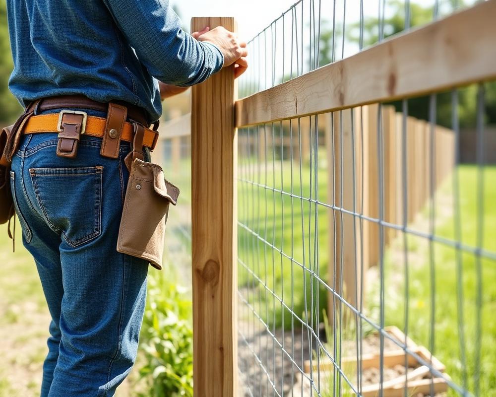 Installer from The Fence Co of Bronx Install & Repair setting a wooden fence post